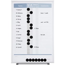 Quartet Planner Board Matrix In / Out 410x280mm Portrait Aluminium Frame